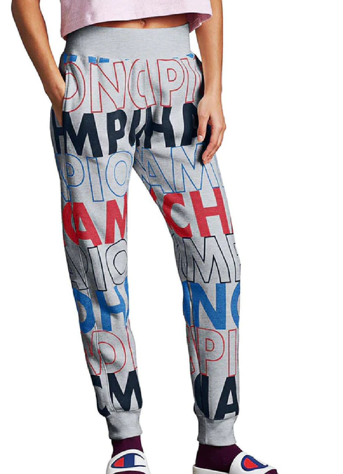 Champion Women's Reverse Weave Logo Print Joggers Gray Size Small