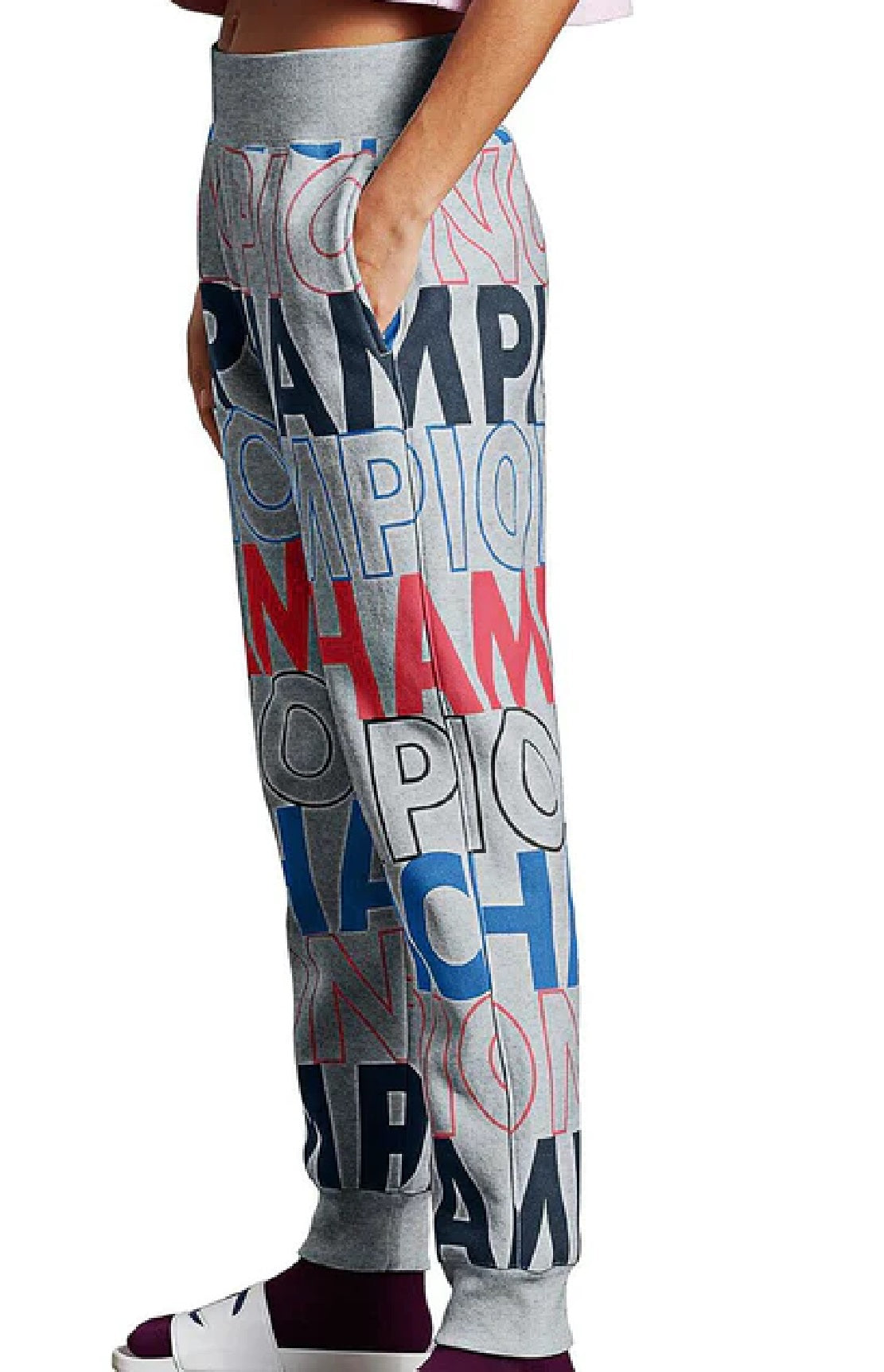 Champion Women's Reverse Weave Logo Print Joggers Gray Size Small