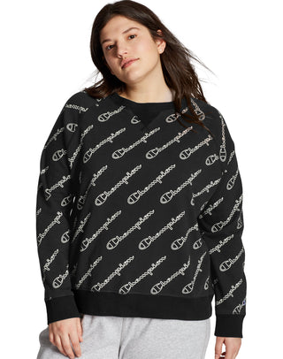 Champion Women's Heritage Logo Print Sweatshirt Black Size 2X