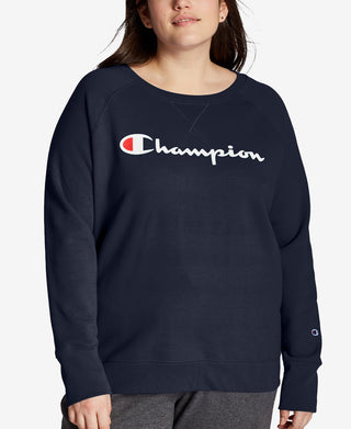 Champion Women's Powerblend Signature Graphic Sweatshirt Blue Size 2X