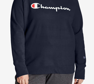 Champion Women's Powerblend Signature Graphic Sweatshirt Blue Size 2X