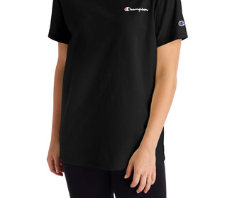 Champion Women's Cotton Logo Boyfriend T-Shirt Black Size Small
