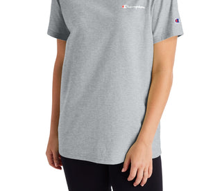 Champion Women's Cotton Logo Boyfriend T-Shirt Gray Size Large