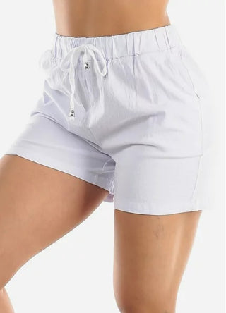 Roxy Junior's Smocked Drawstring Shorts White Size Medium