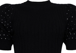 Jonathan Simkhai Women's Daphne Embellished Sweater, Black, Wool & Cashmere, Size Small