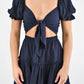 Blue Blush - Take It Away Front Tie Crop and Flounce Skirt Set