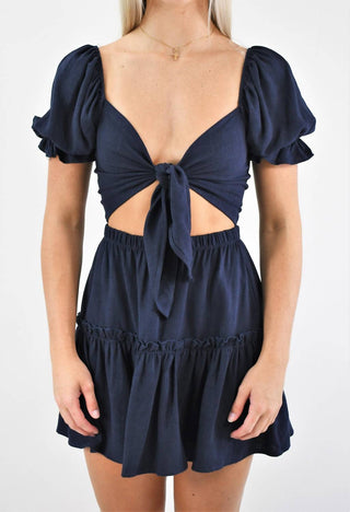 Blue Blush - Take It Away Front Tie Crop and Flounce Skirt Set