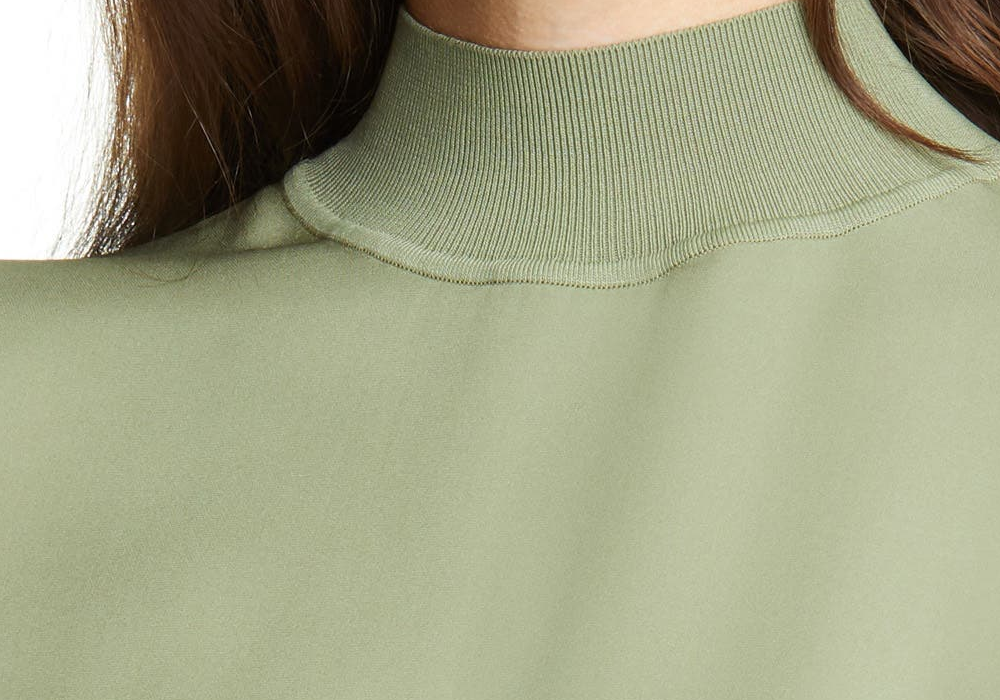 Women's Theory Rib Neck Silk Shell, Size Large - Green