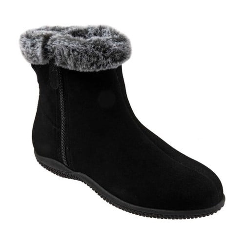 SoftWalk Helena Faux Fur Bootie in Black Suede Size 8