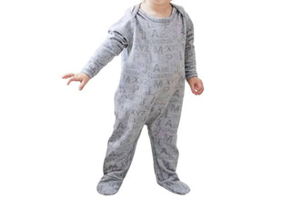 Paigelauren - Babys Heathered Abc Fleece Lap Tee Footie Romper