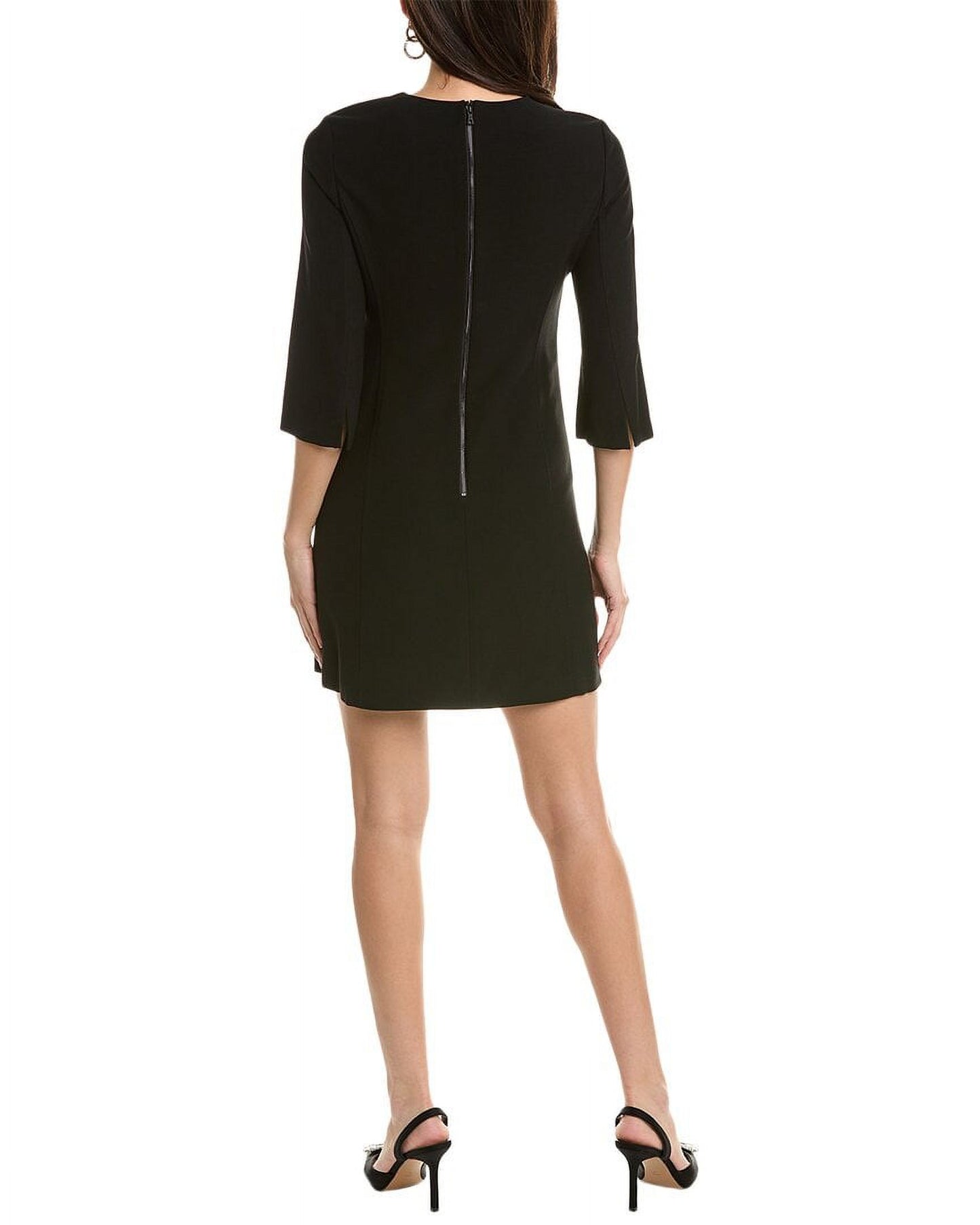 Alice + Olivia Black Shift Dress, Three-Quarter Sleeve - Size 6