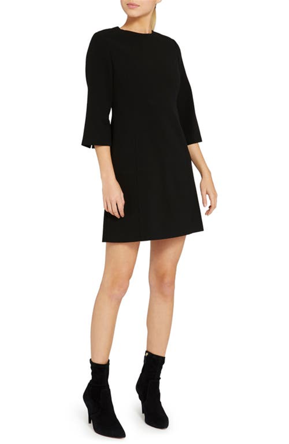 Alice + Olivia Black Shift Dress, Three-Quarter Sleeve - Size 6