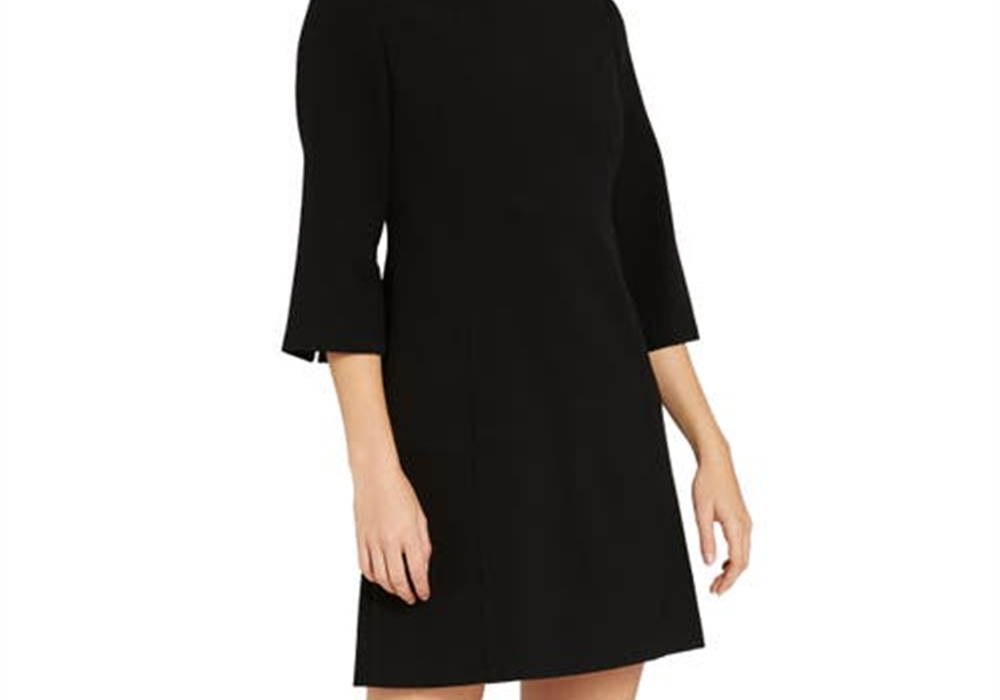 Alice + Olivia Black Shift Dress, Three-Quarter Sleeve - Size 6