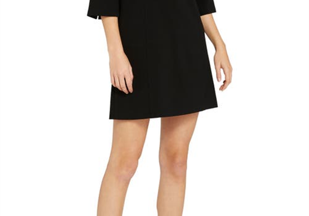 Alice + Olivia Black Shift Dress, Three-Quarter Sleeve - Size 6