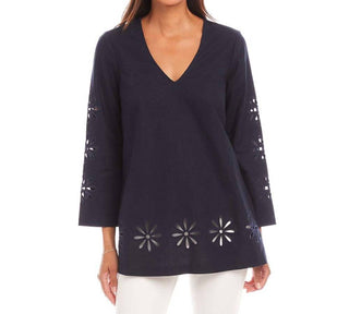Karen Kane - Cutout Embroidered Flower Detail Tunic