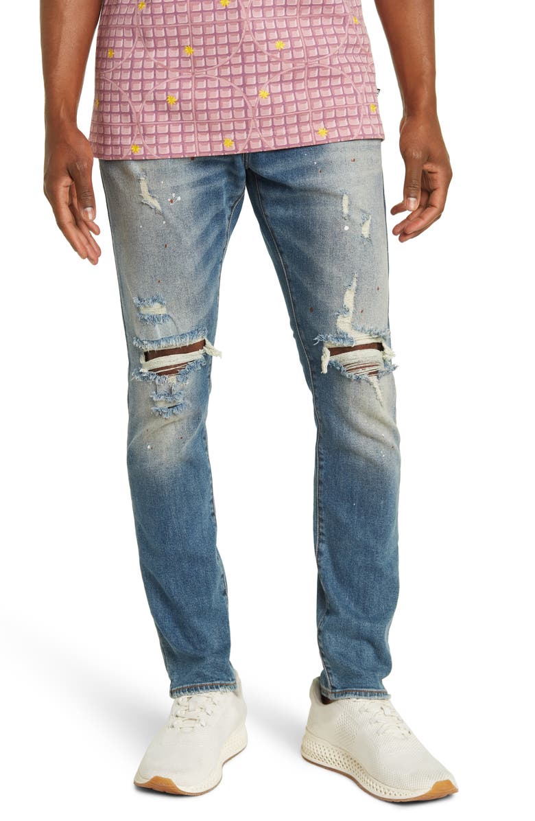 ICE CREAM Cream Ripped Slim Fit Jeans in Gelatto , Size 32 Yellow