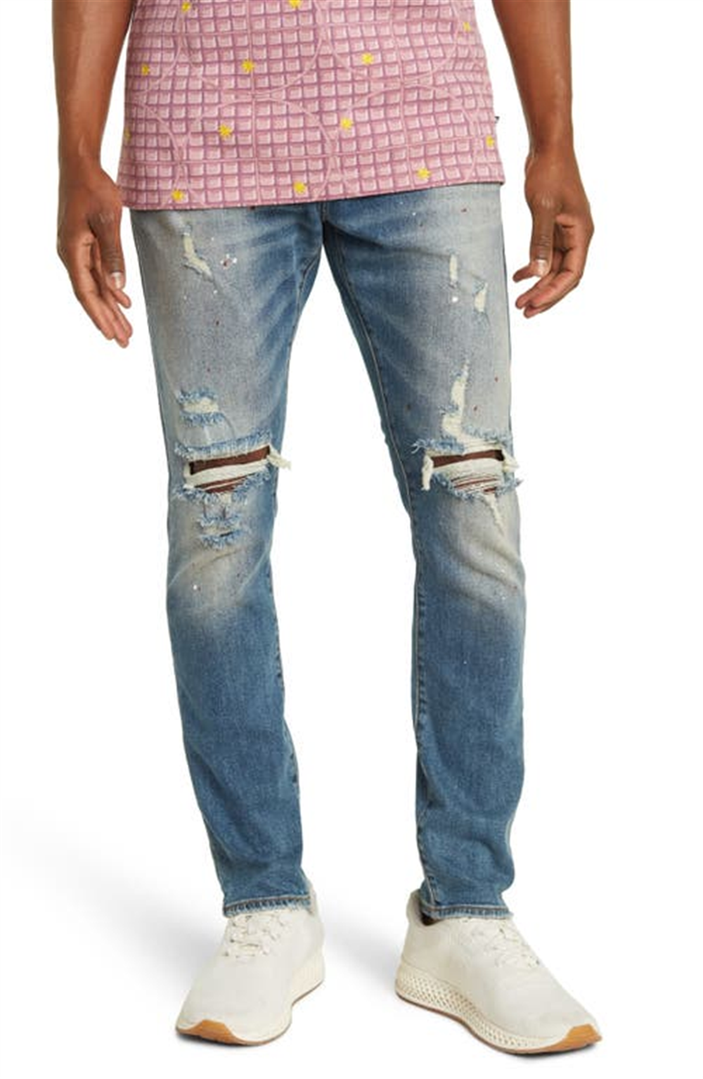 ICE CREAM Cream Ripped Slim Fit Jeans in Gelatto , Size 32 Yellow