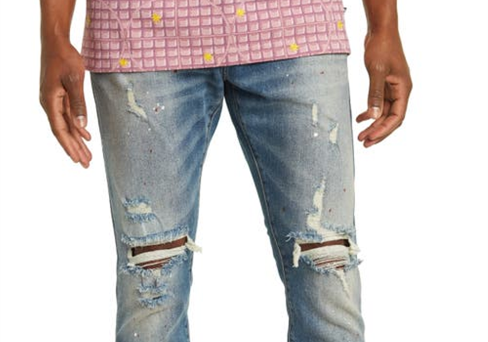 ICE CREAM Cream Ripped Slim Fit Jeans in Gelatto , Size 32 Yellow