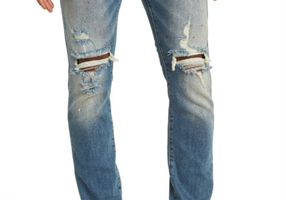 ICE CREAM Cream Ripped Slim Fit Jeans in Gelatto , Size 32 Yellow