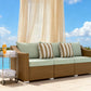 Rattan Wicker Seater Patio Couch with Cushions and Throw Pillows