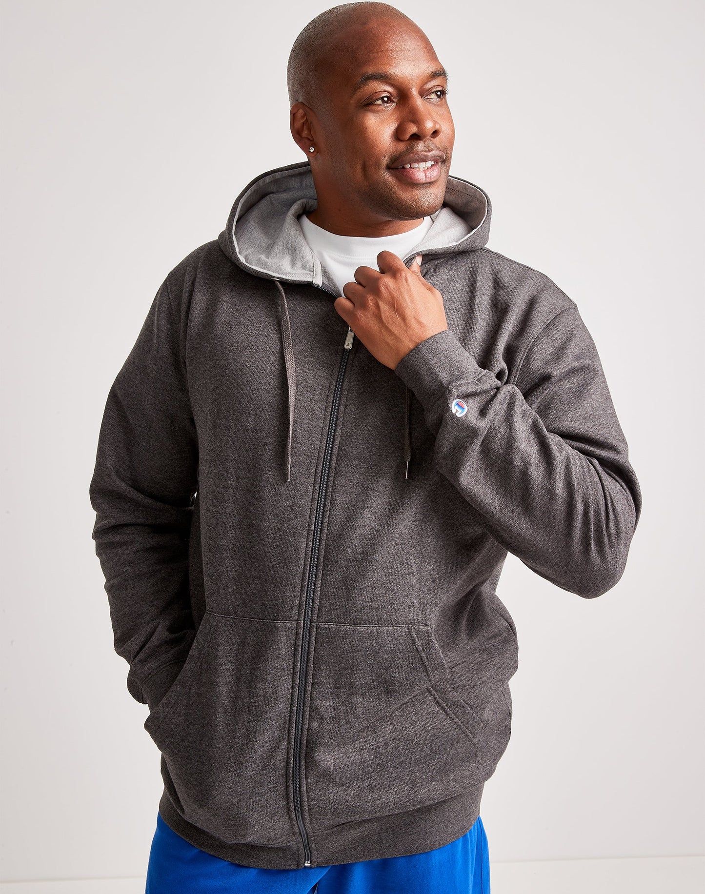 Champion Men's Big & Tall Fleece Full Zip Hoodie Gray Size XXX-Large