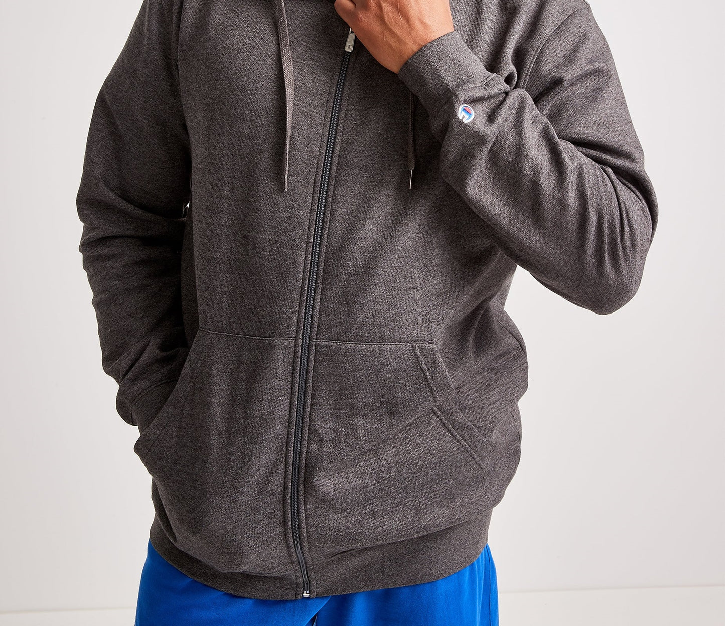 Champion Men's Big & Tall Fleece Full Zip Hoodie Gray Size XXX-Large