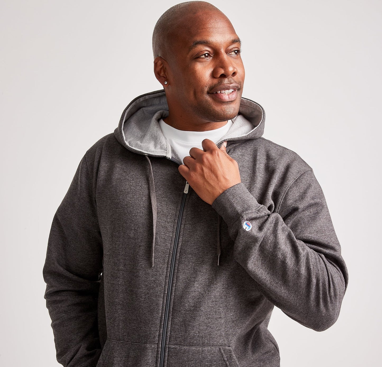 Champion Men's Big & Tall Fleece Full Zip Hoodie Gray Size XXXX-Large