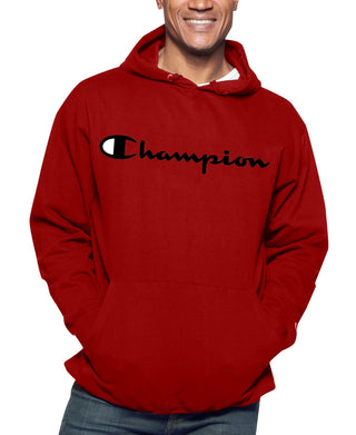 Champion Men's Logo Print Hoodie Red Size Medium