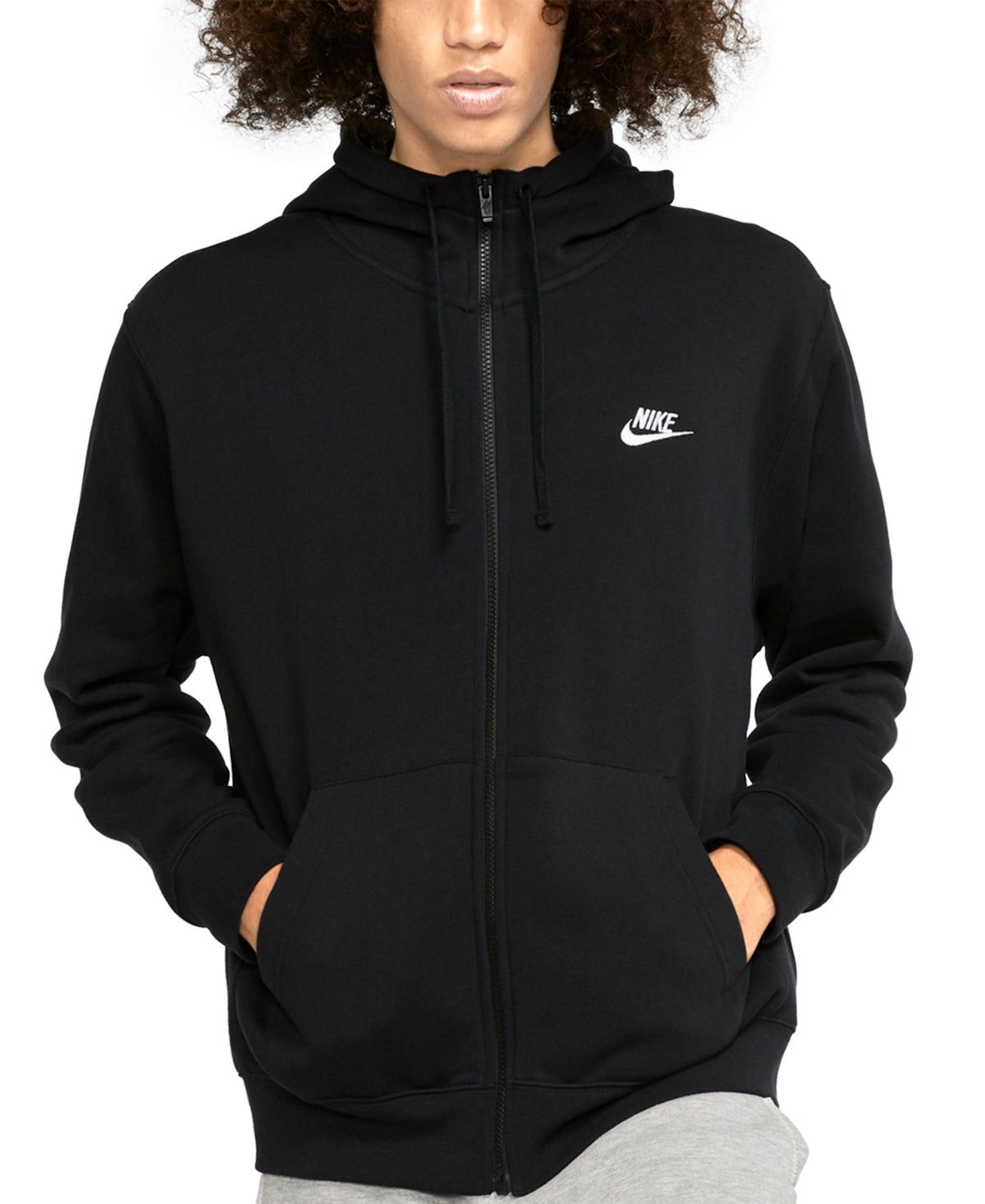 Nike Men's Large Black Full-Zip Sportswear Club Fleece Hoodie