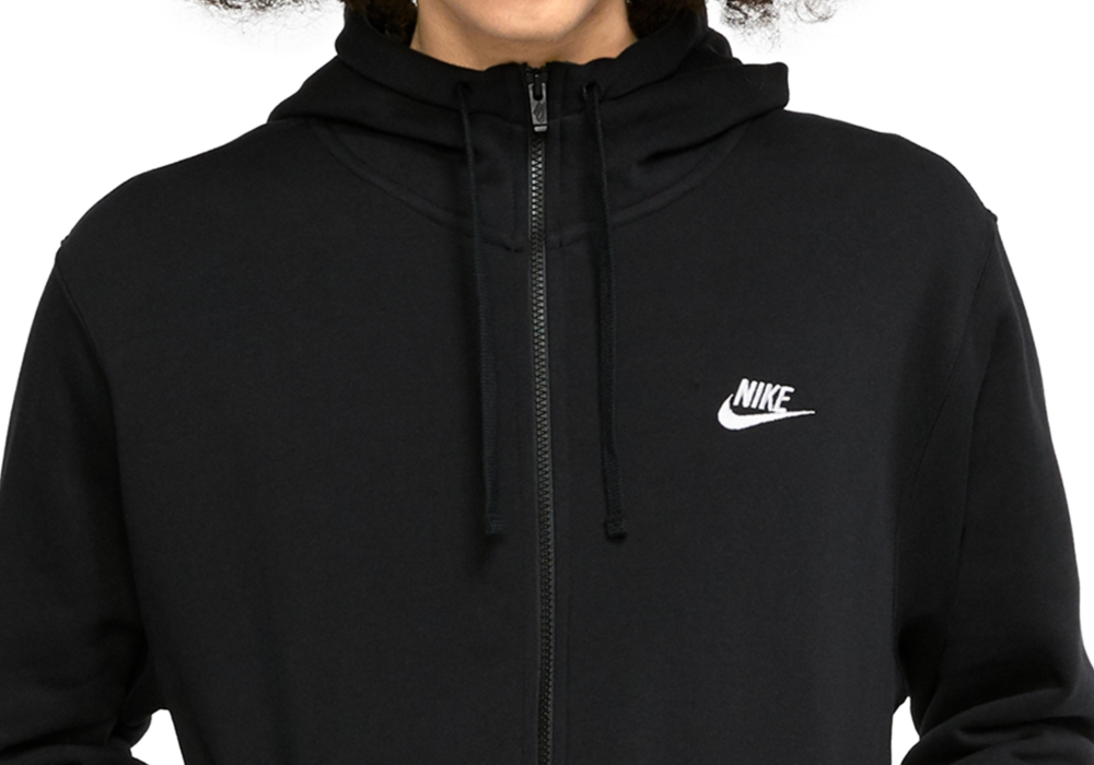 Nike Men's Large Black Full-Zip Sportswear Club Fleece Hoodie