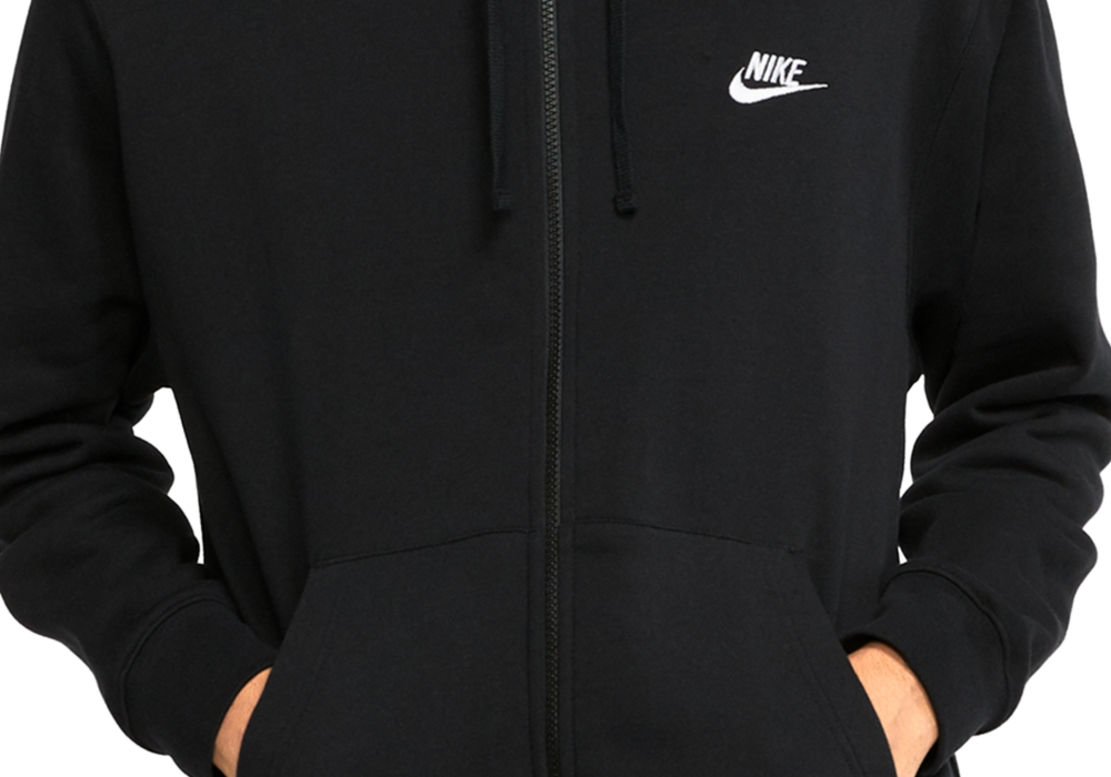 Nike Men's Large Black Full-Zip Sportswear Club Fleece Hoodie
