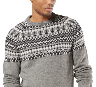 Dockers Men's Fair Isle Long Sleeve Crew Neck Wool Blend Sweater Gray Size Large