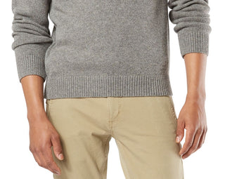 Dockers Men's Fair Isle Long Sleeve Crew Neck Wool Blend Sweater Gray Size Large