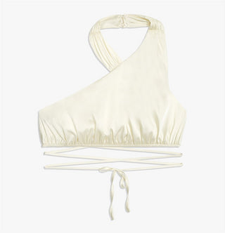 High Neck Stretch Charmeuse Halter Top Vanilla Size X-Large