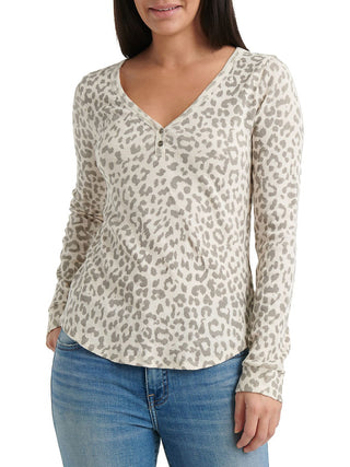 Lucky Brand Girl's Printed Thermal Top Cream Multi Size XS