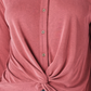 Lucky Brand Women's Twist Hem Knit Button Up Shirt Red Size Small