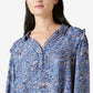 Lucky Brand Women's Paisley Ruflle Collar Blouse Blue