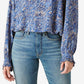 Lucky Brand Women's Paisley Ruflle Collar Blouse Blue
