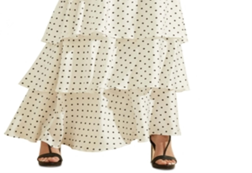 GUESS Women's Nadia Polka Dot Ruffle Maxi Skirt White Size X-Small