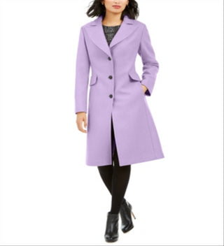 Kate Spade New York Women's Single Breasted Walker Coat Purple Size X-Large
