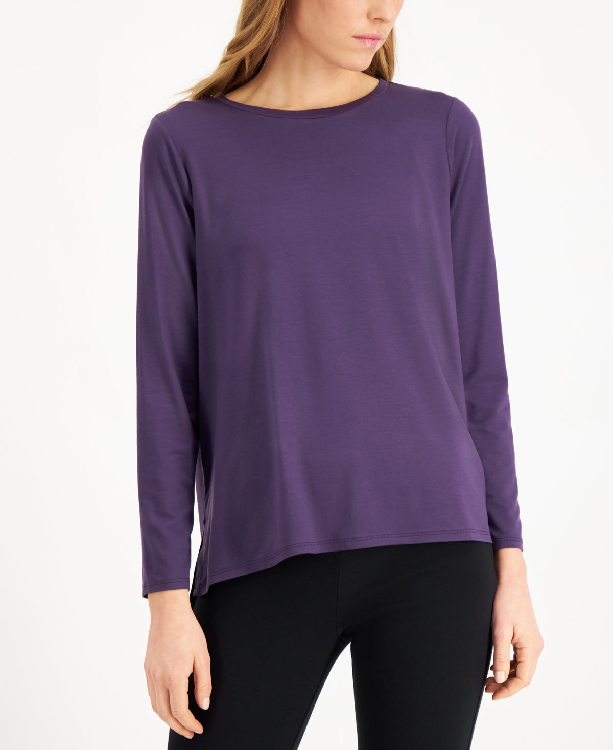 Eileen Fisher Women's Tencel Crewneck Knit Top Purple Size Large