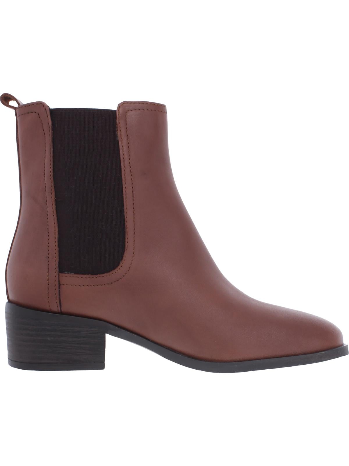 Kenneth Cole Women's Comfort Stretch Salt Round Toe Block Heel Slip On Leather Chelsea Boot Brown Size 9 M