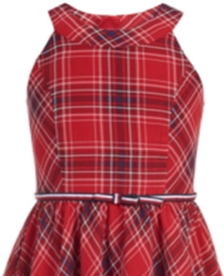 Tommy Hilfiger Big Girl's Plaid Chiffon Dress Red Size 16