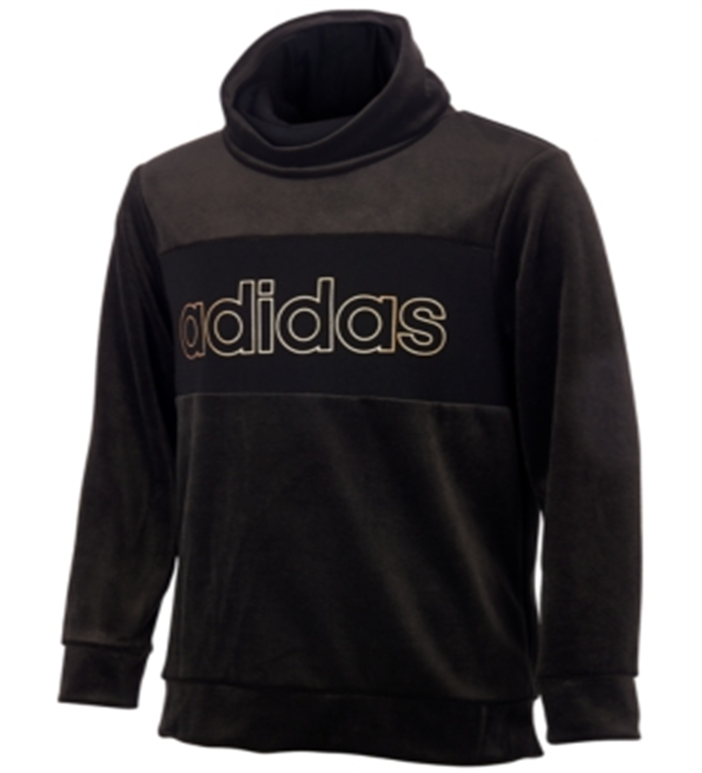 adidas Big Girl's Velour Funnel Neck Sweatshirt Black