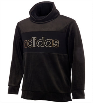 adidas Big Girl's Velour Funnel Neck Sweatshirt Black