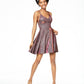 Sequin Hearts Women's Shimmering Sleeveless V Neck Above The Knee Fit Flare Evening Dress Pink Size 0