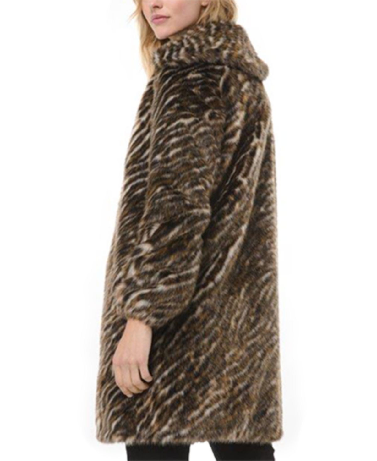 Michael Kors Women's Tiger Stripe Faux Coat Brown Size XXL