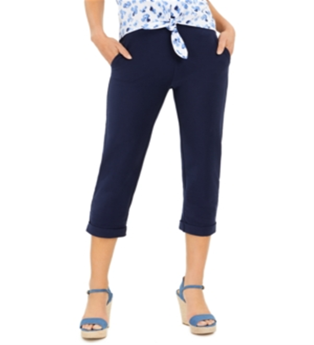 Michael Kors Women's Cuffed Cropped Pants Blue Size X-Large