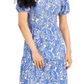 Michael Kors Women's Paisley Smocked Midi Dress Blue Size Large