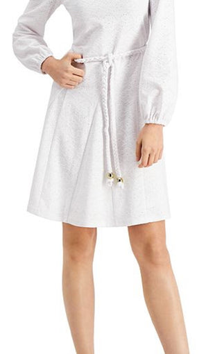 Michael Kors Women's Tie Waist Eyelet Dress White Size X-Small